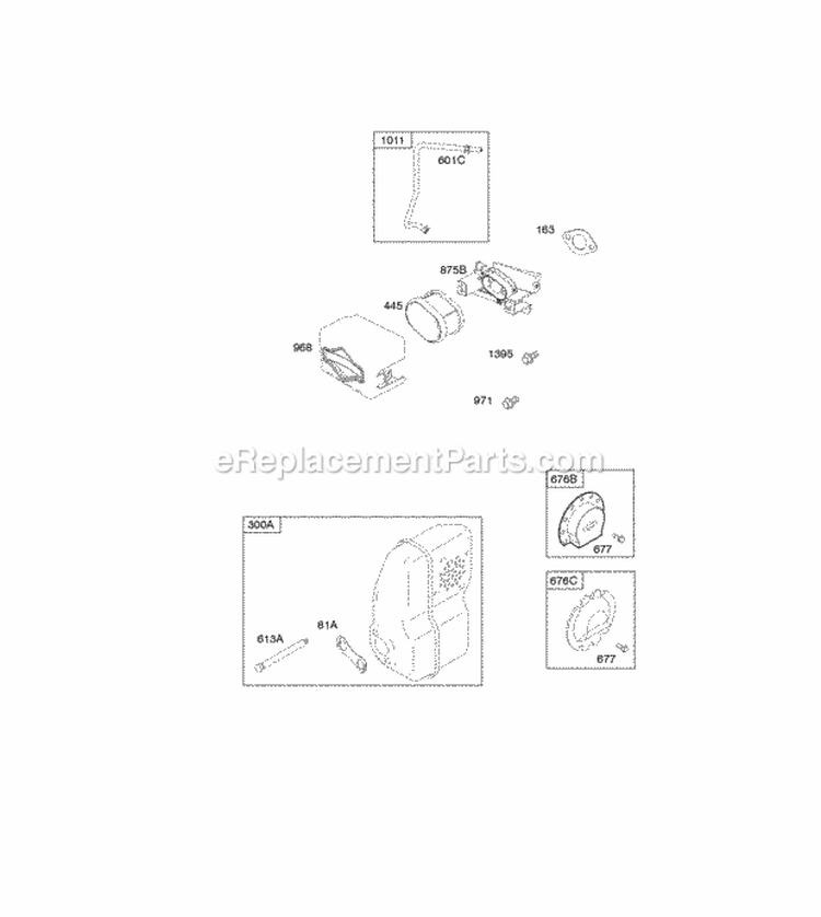 Air Cleaner Exhaust System Diagram and Parts List for 097302-0109-F1  Briggs and Stratton Engine